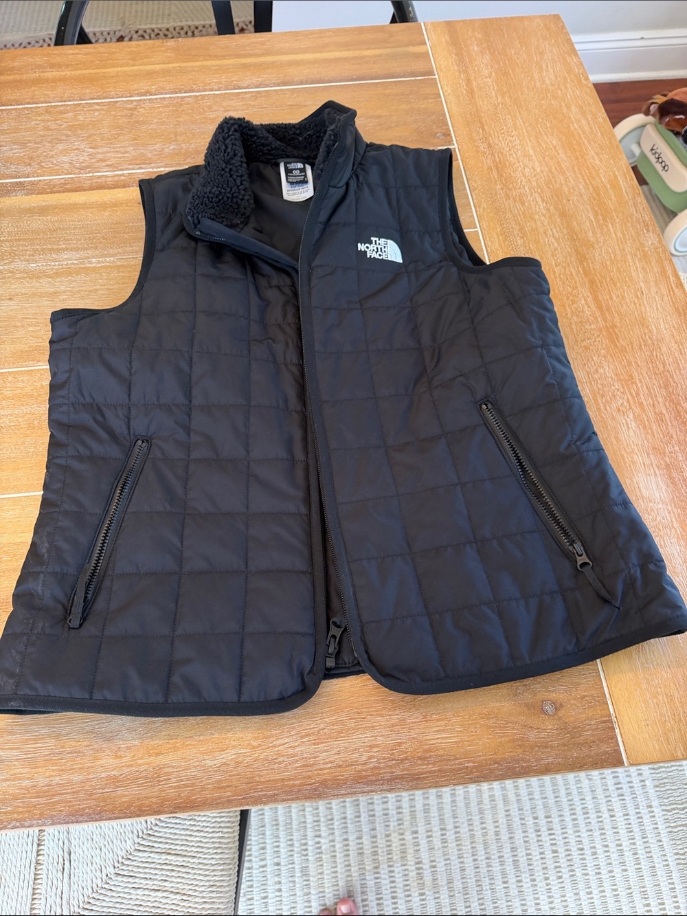 The North Face Black Quilted Vest with Sherpa Collar